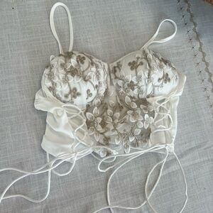 White Floral Embroidered Top